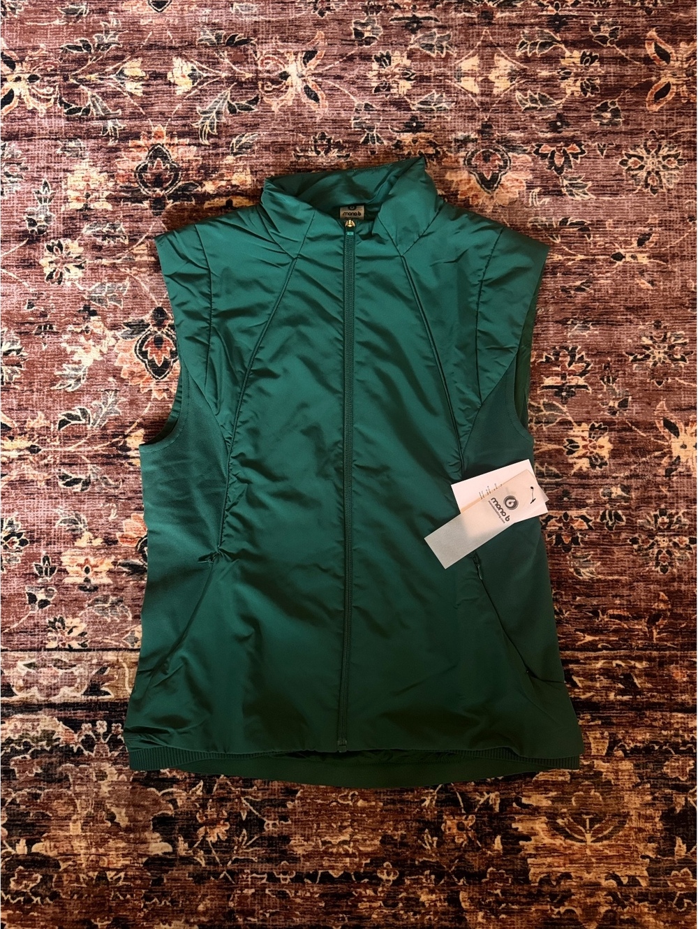 Mono B Women's Sleeveless Green Zip-Up Vest, Size M, New with Tags